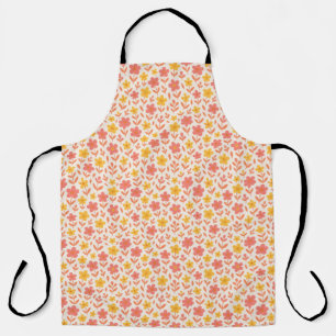 Pink and yellow flower pattern apron