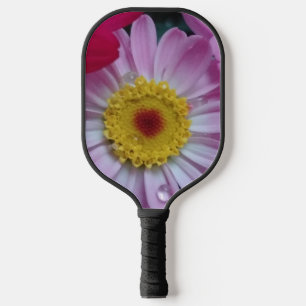 Pink and yellow flower pickleball paddle