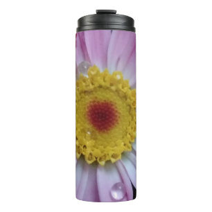Pink and yellow flower thermal tumbler