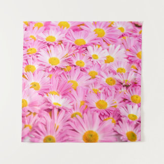 Pink and yellow flowers background  tapestry