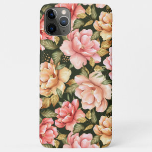 Pink and yellow flowers. Romantic pattern iPhone 11 Pro Max Case