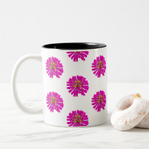 Pink and Yellow Flowers Two-Tone Coffee Mug