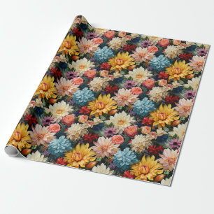 Pink and Yellow Flowers Wrapping Paper