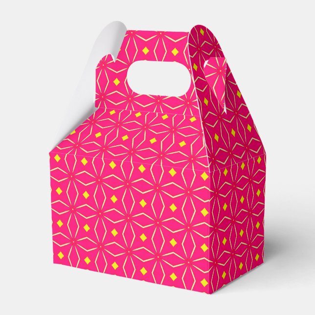 Pink and Yellow Geometric Print Party Favour Box (Front Side)