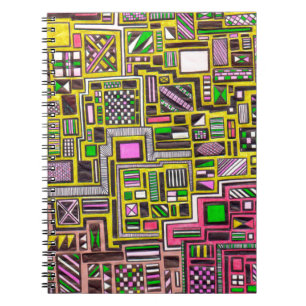Pink and Yellow Geometric shapes pop art punk Notebook