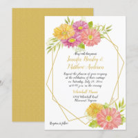 Pink and Yellow Gerbera Daisies Geometric Wedding
