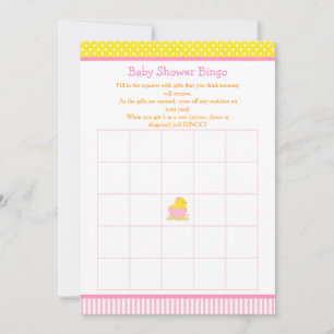 Pink and Yellow Girl Chick Baby Shower Bingo Invitation
