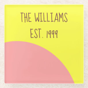 Pink and Yellow Glass Coaster