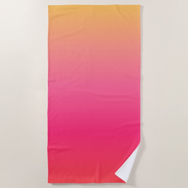 Pink and yellow gradient design bath towel  (Front)