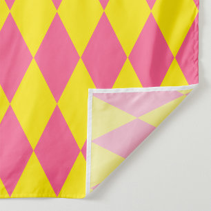 Pink and Yellow Harlequin Checkered Design  Fabric