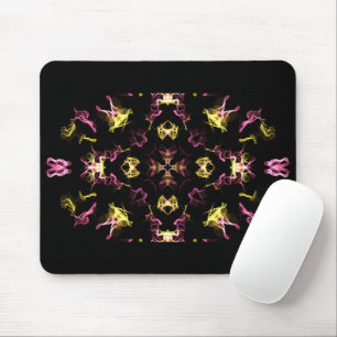 Pink and Yellow Hippie Mandala Drawing Mouse Pad