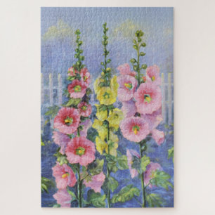 Pink and Yellow Hollyhock by Cargill, 1937 Jigsaw Puzzle