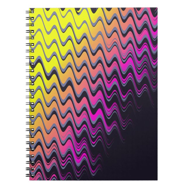 Pink and Yellow Horror Waves Notebook (Front)