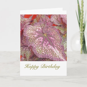 PINK AND YELLOW-ISH GREEN BEGONIA/HAPPY BIRTHDAY CARD
