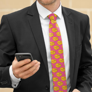 Pink and Yellow Kissing Lips Tie