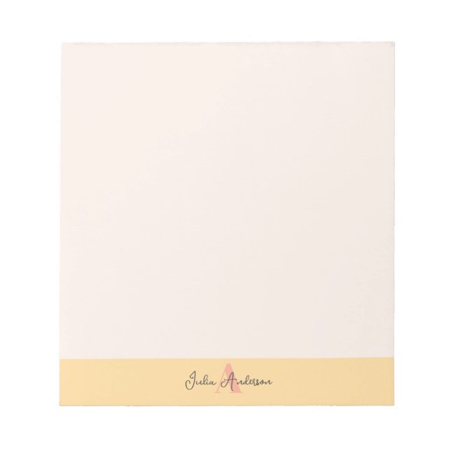 Pink and Yellow Monogram Notepad (Front)