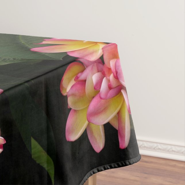 Pink and Yellow Plumeria Tablecloth (In Situ)