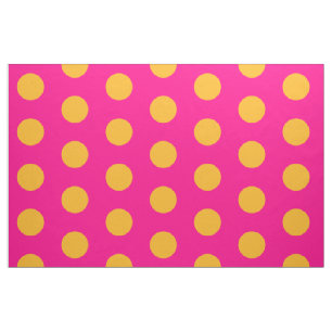 Pink And Yellow Polka Dot Combed Cotton Fabric