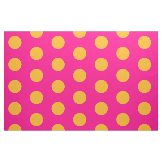 Pink And Yellow Polka Dot Combed Cotton Fabric (Fat Quarter)