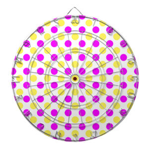 Pink and yellow polka dots dartboard