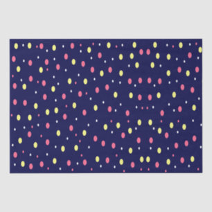 Pink and Yellow Polka Dots on Navy Blue Tissue Paper