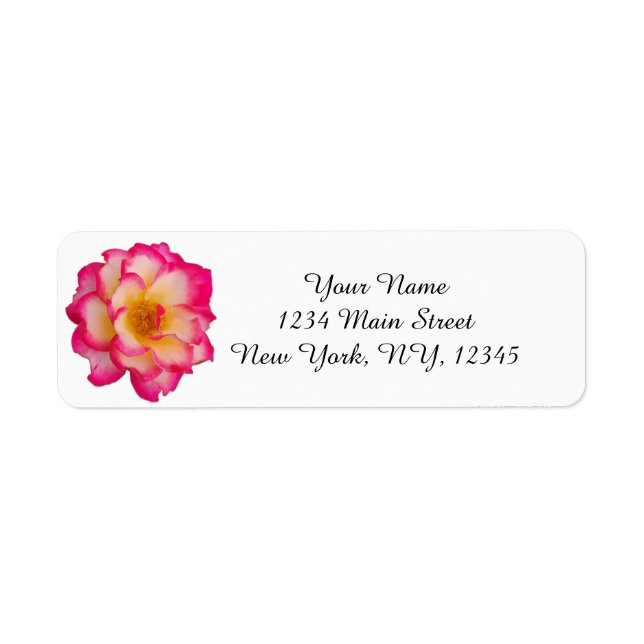 Pink and Yellow Rose Return Address Label (Front)