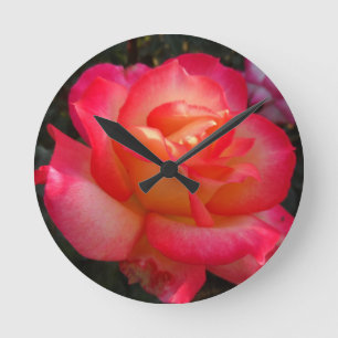 Pink and Yellow Rose Round Clock