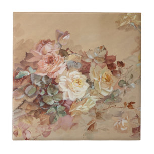 Pink and Yellow Roses – Franz Bischoff Ceramic Tile