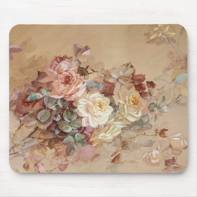 Pink and Yellow Roses – Franz Bischoff Mouse Pad (Front)
