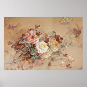 Pink and Yellow Roses – Franz Bischoff Poster