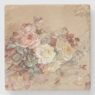 Pink and Yellow Roses – Franz Bischoff Stone Coaster