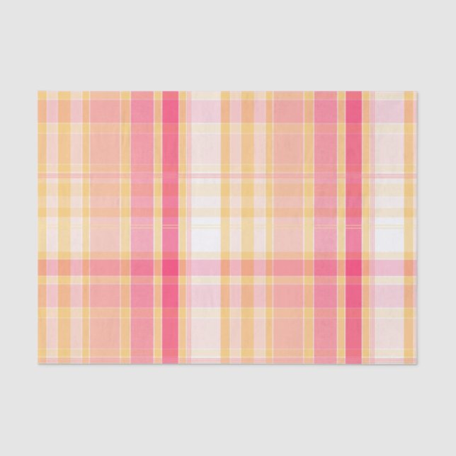 Pink and Yellow Seamless Plaid Tissue Paper (Front)