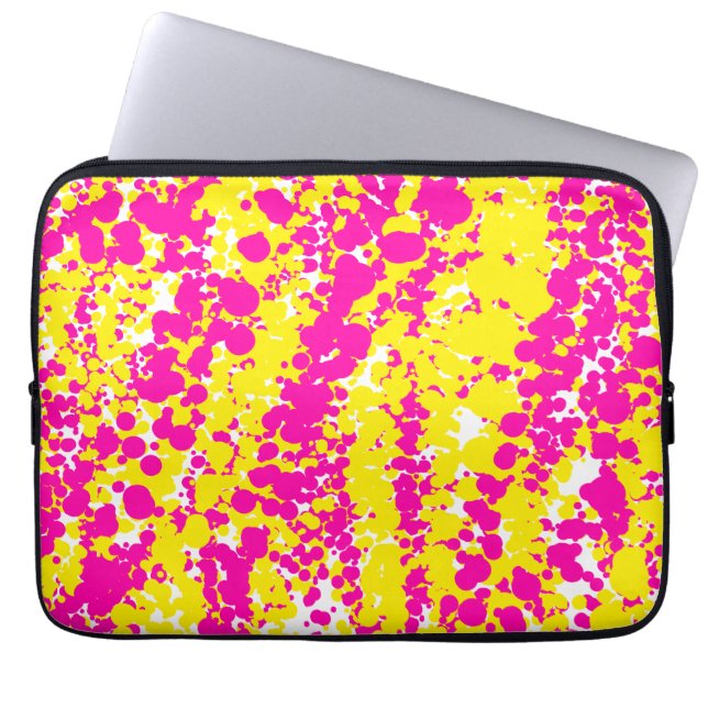 Pink and Yellow Spatter Laptop Sleeve (Front)
