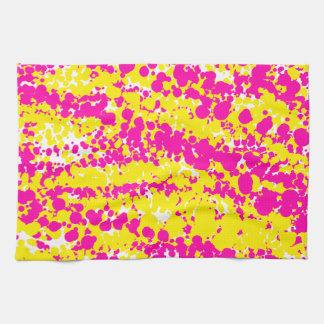 Pink and yellow spatter pattern tea towel
