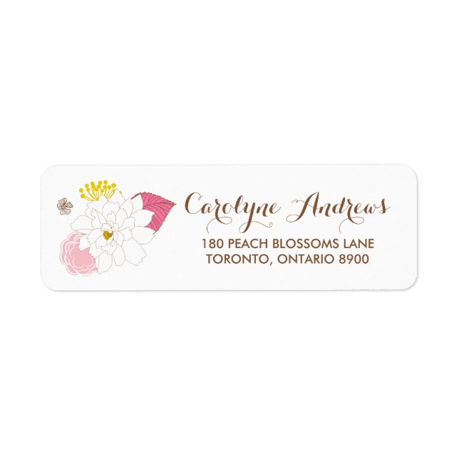 Pink and Yellow Spring Flowers Return Address Label (Front)