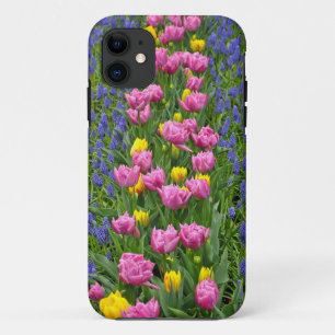 Pink and yellow spring tulips iPhone 11 case