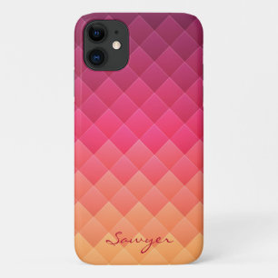 Pink and Yellow Striped iPhone 11 Case