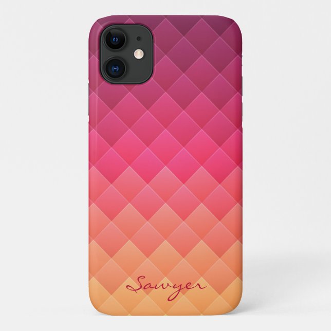 Pink and Yellow Striped Case-Mate iPhone Case (Back)