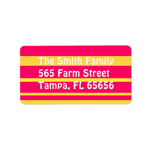 Pink and Yellow Stripes Address Labels (Front)