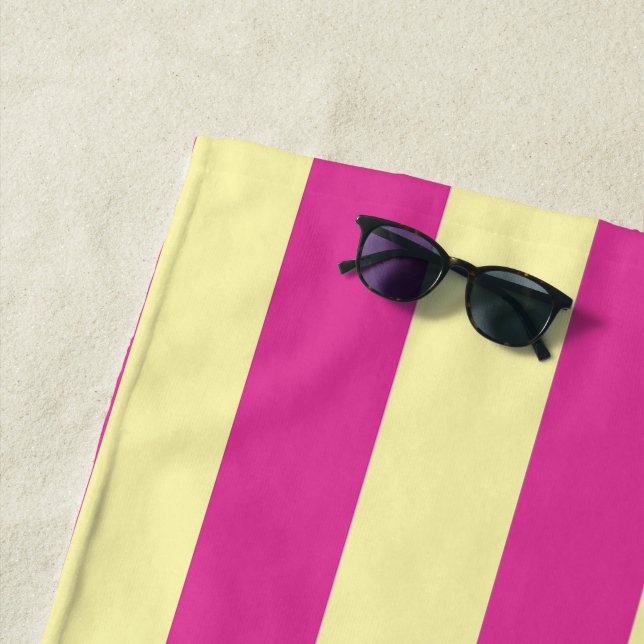 Pink and Yellow Stripes  Bath Towel Set (In Situ)