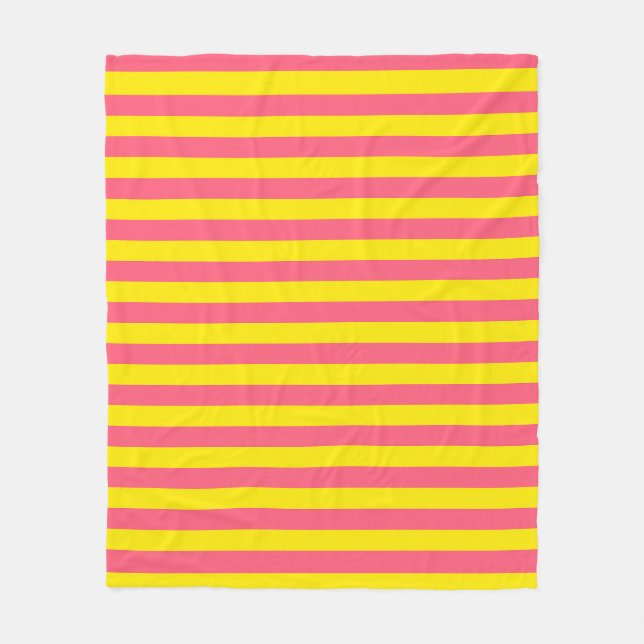 Pink and Yellow Stripes Design Fleece Blanket (Front)