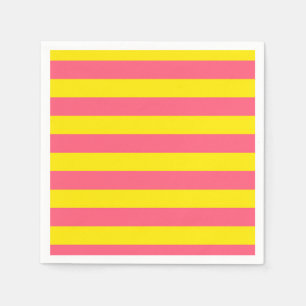 Pink and Yellow Stripes Design Napkin