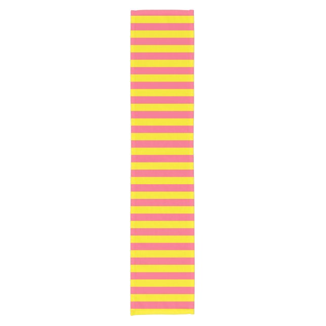 Pink and Yellow Stripes Design Short Table Runner (Front)