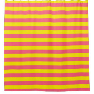 Pink and Yellow Stripes Design Shower Curtain
