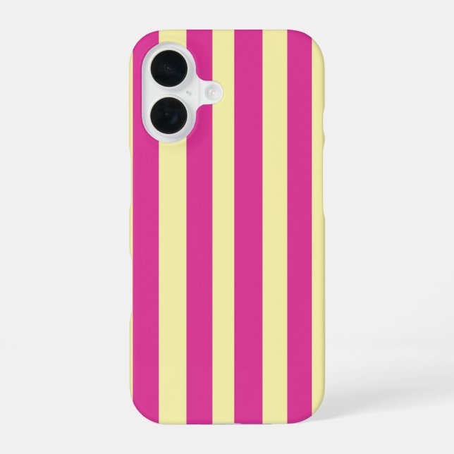 Pink and Yellow Stripes  iPhone 16 Case (Back)