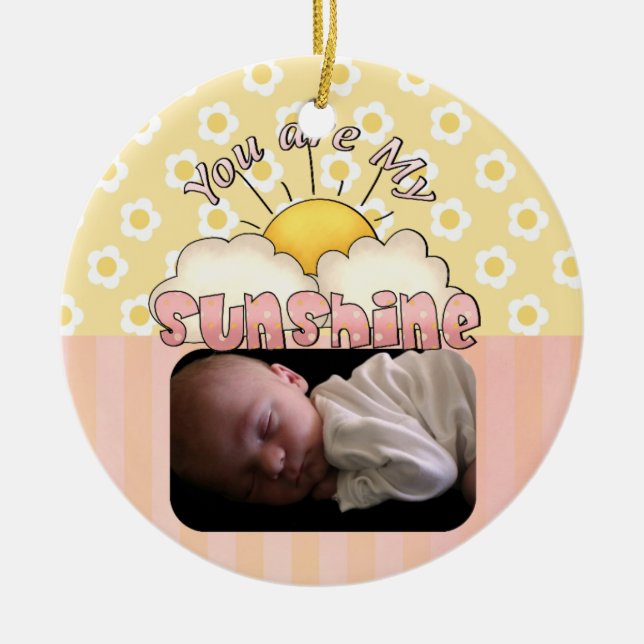 Pink and Yellow Sunshine Ornament (Front)