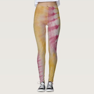 Pink And Yellow Tie Dye Leggings