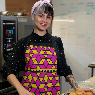Pink and Yellow Triangles Pattern Apron