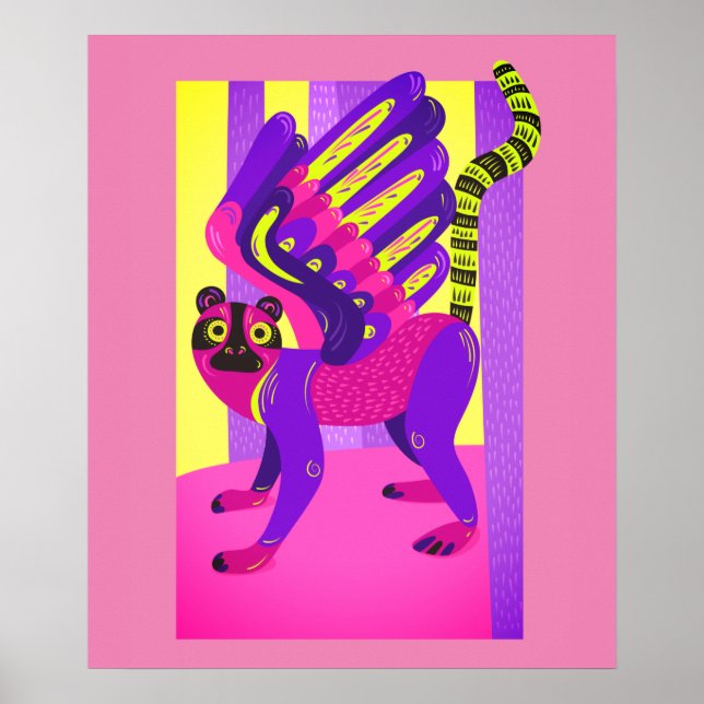 Pink and yellow tribal Animal Print (Front)