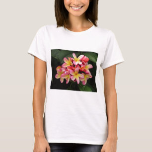 Pink and Yellow Tropical Plumeria Flowers T-Shirt
